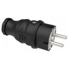 Вилка з заземленням (каучук) 16А IP44 чорна, Bemis