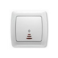 Вимикач VI-KO Carmen білий 1кл прохідний з підсвіткою