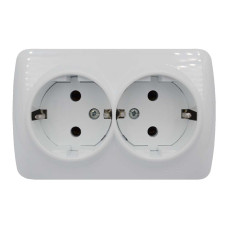 Розетка ALSU двойна з заземленням